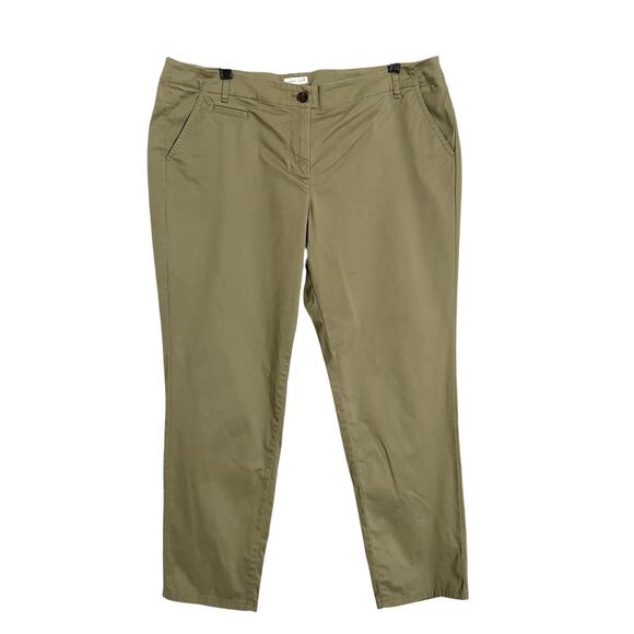 J Jill Live In Chino Crop Ankle Pants Womens 16 p Green Khaki Slim Mid Rise - Picture 1 of 8